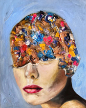 “Fever” By Galya Kerns, Oil and Fabric on Canvas  