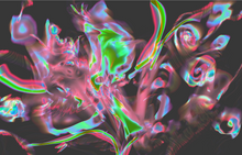 “Neon Glazed Iris” by Irina Vladau, Digital Art and Original Print on Canvas