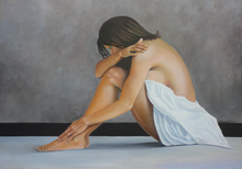 "Woman With White Cloth" By Hernan Riviera, Oil on Canvas