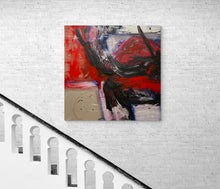 "Fly" by Townley, Mixed Media on Linen Abstract Contemporary Modern Painting Red