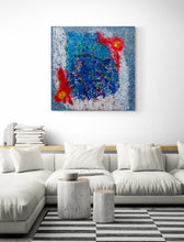 "Sunrise and Sunset on Both Sides of the Pacific Ocean" by Vivian Wenhuey Chen, Acrylic, collage & Mixed Media on Canvas