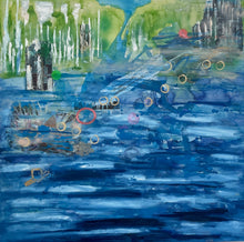 "The Weeping Ocean" by Vivian Wenhuey Chen, Oil, Acrylic, collage & Mixed Media on Canvas