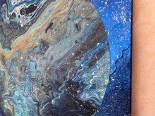 "Galactic walks series -Blue Planet" by  Natalia Schäfer, Mixed Media, Metal on Canvas