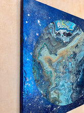 "Galactic walks series -Blue Planet" by  Natalia Schäfer, Mixed Media, Metal on Canvas