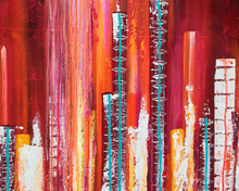 "Electroscape 1" Susie Hall, Acrylics on gallery-wrapdped canvas with the edges painted black