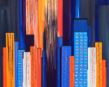 "Electroscape 4" Susie Hall Acrylics on gallery-wrapped canvas with the edges painted black
