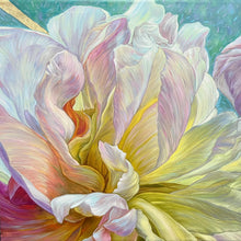 "Flowers with Gold Rays" by Helen Neumann, Oils and God Leaf on Canvas