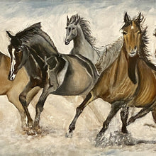"Horses Jumping on Water" by Inna Makarichev, Oil on Canvas