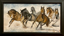 "Horses Jumping on Water" by Inna Makarichev, Oil on Canvas