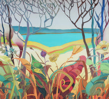 "Autumn Lake" by Irina Dorofeeva, Hand-Painted Silk, 100% Natural Silk, Silk Dyes, Gutta Resist
