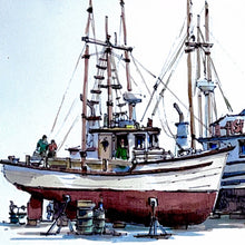 "Two Fishing Boats in Dry Dock" by James Pearce, Giclée on Hard D'Arches Fine Art Paper