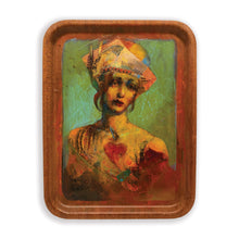 "Big Heart" by Joshua Burbank, Mixed Media on Vintage Pressed Wood Tray