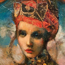 "Untitled" by Joshua Burbank, Mixed Media on Antique Paper Mache Tray