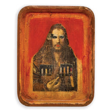 "TwentyEight" by Joshua Burbank, Mixed Media on Vintage Pressed Wood Tray