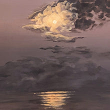 “Smoke on the Water” by Brittany Ciauri, Acrylic and Metallic Foil on Pine Round