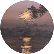 “Smoke on the Water” by Brittany Ciauri, Acrylic and Metallic Foil on Pine Round