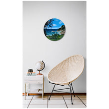 “Julia Pfeiffer” by Brittany Ciauri, Acrylic and Metallic Foil on Pine Round