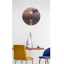 “Smoke on the Water” by Brittany Ciauri, Acrylic and Metallic Foil on Pine Round