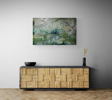 "Debris Afloat" Diptych by Pamela Fox Linton, Mixed Media on Canvas
