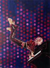 "Elton John Piano Jump" by Raquel Carlson, Acrylic on Canvas
