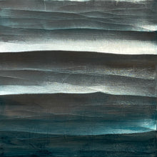 "Rock Pile Triptych" by Roberta Ahrens, Silver Metal Leaf and Acrylic Cracked Linen Sculpture