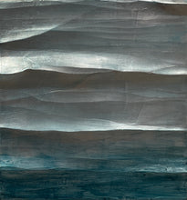 "Rock Pile Triptych" by Roberta Ahrens, Silver Metal Leaf and Acrylic Cracked Linen Sculpture