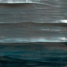 "Rock Pile Triptych" by Roberta Ahrens, Silver Metal Leaf and Acrylic Cracked Linen Sculpture