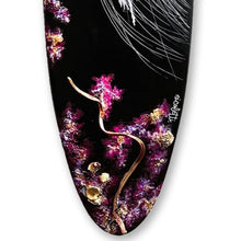 “Seven Seas of Savage N.o4”  by Samantha Nicoletti, Acrylic Mixed Media on Recycled Surfboard