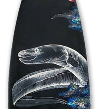 “Seven Seas of Savage N.o5”  by Samantha Nicoletti, Acrylic Mixed Media on Recycled Surfboard