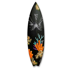 “Seven Seas of Savage N.o3”  by Samantha Nicoletti, Acrylic Mixed Media on Recycled Surfboard