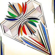 "Abstract Fire and Ice Diamond" by B. Sotomayor, Mixed Media on Paper