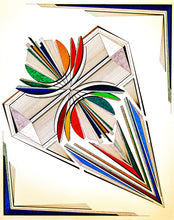 "Abstract Fire and Ice Diamond" by B. Sotomayor, Mixed Media on Paper