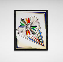 "Abstract Fire and Ice Diamond" by B. Sotomayor, Mixed Media on Paper