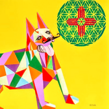 "Charismatic Coyote" by Steven W. Bielak , Acrylic with Real Plastic Mustache