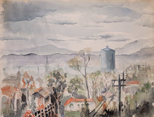"Santa Ana Water Tower" by Walter C. Little, Watercolor on Hard Paper